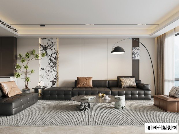 洛陽極簡風沙發(fā)背景墻裝修